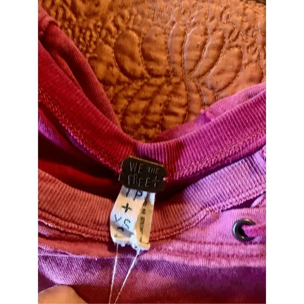 Free People Dark Pink Distressed Tee